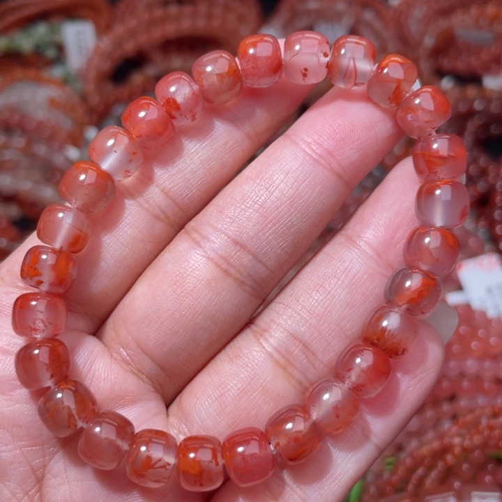 南红玛瑙未镶嵌紫底碎花单圈8+