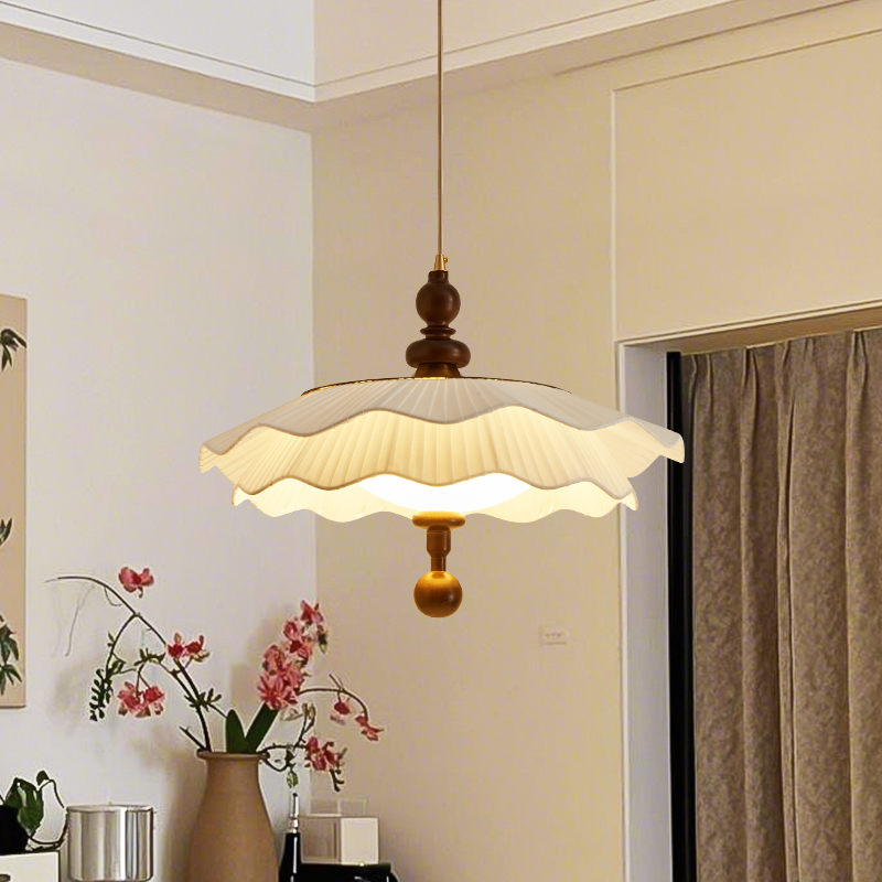 法式中古风创意布艺吊灯奶油风护眼设计师款卧室吧台餐厅灯CASAGD