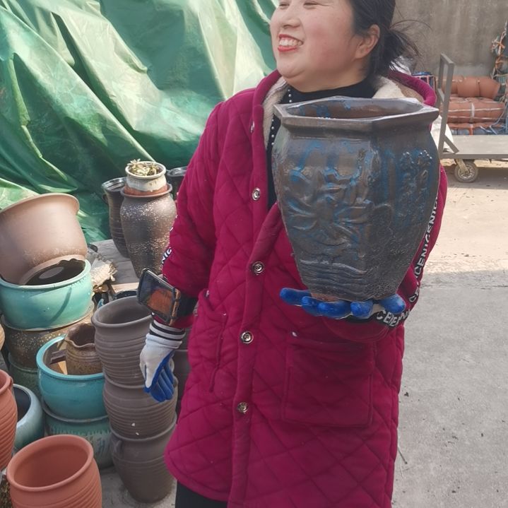 红陶口18高24瑕疵一个盆