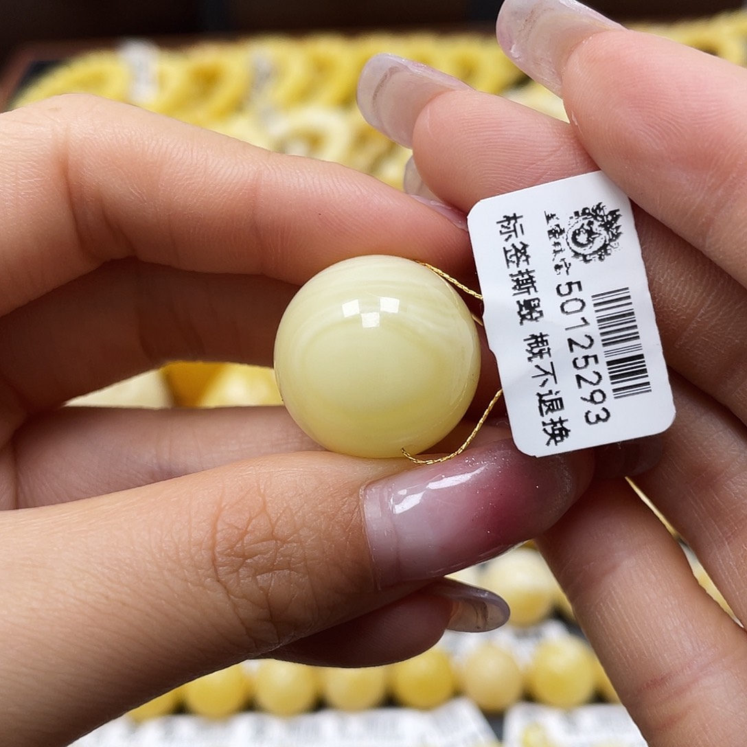 蜜蜡裸石未镶嵌圆珠20.3mm特色“眼睛”拉丝妖孽