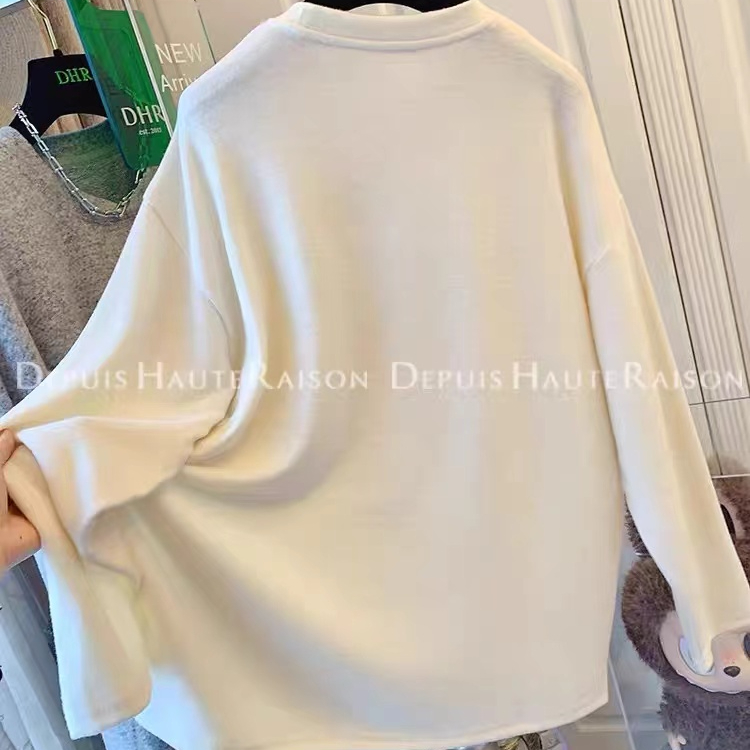 女款帽衫糯米绒小狗绒感长袖恤卫衣衫宽松韩版上衣2025冬装新款