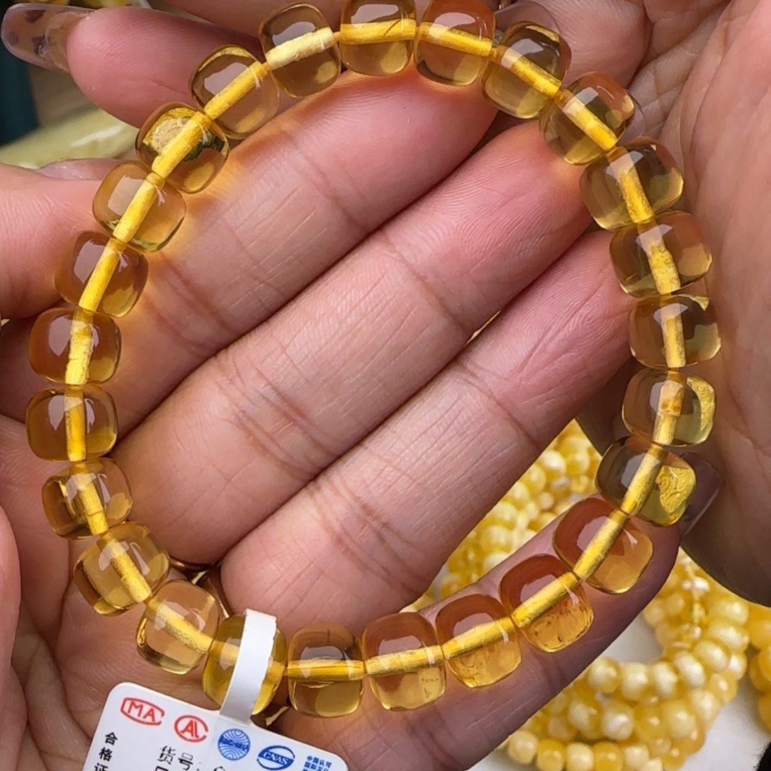 金珀手链未镶嵌金珀老型手串