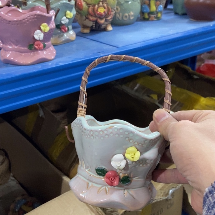 陶瓷花盆单场满9.9发10*8白