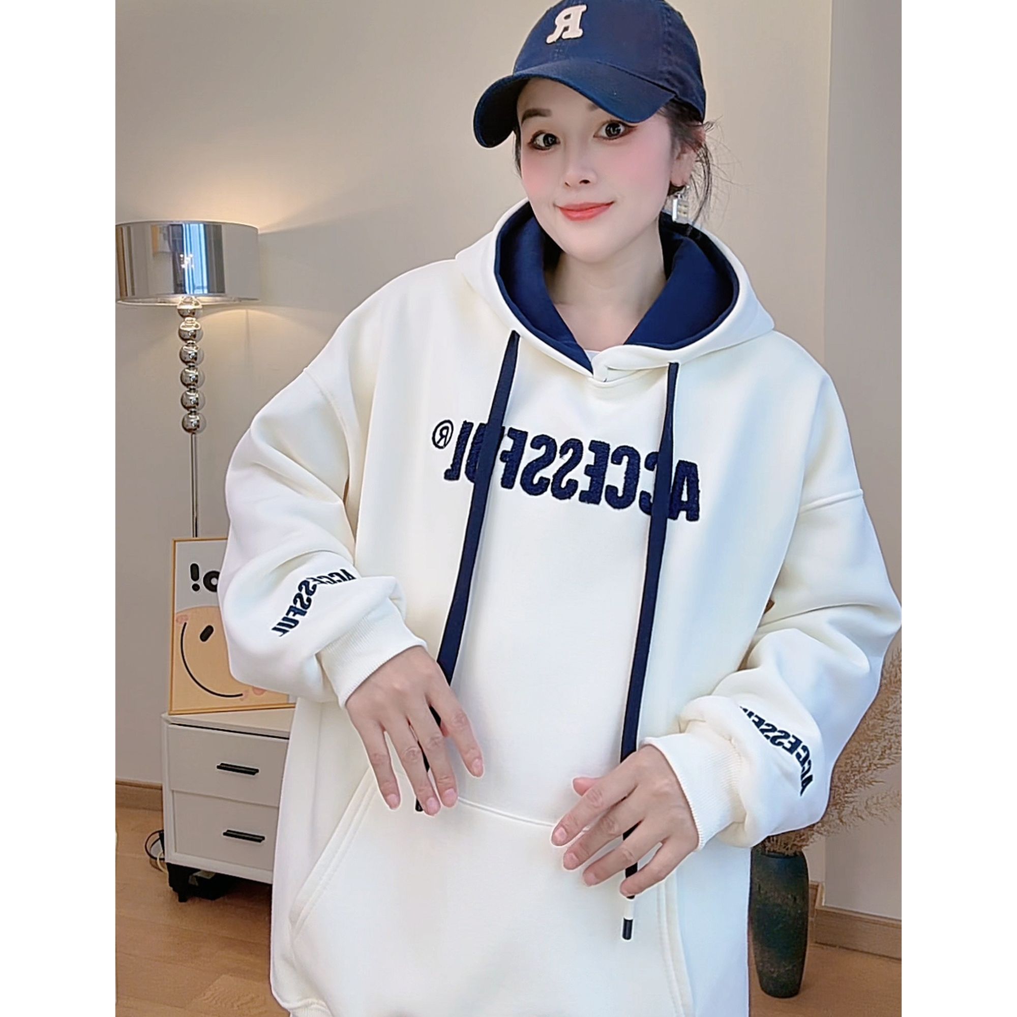 【ACCE毛巾绣】婴儿绒重工刺绣连帽加绒加厚卫衣秋冬季新款宽松外套