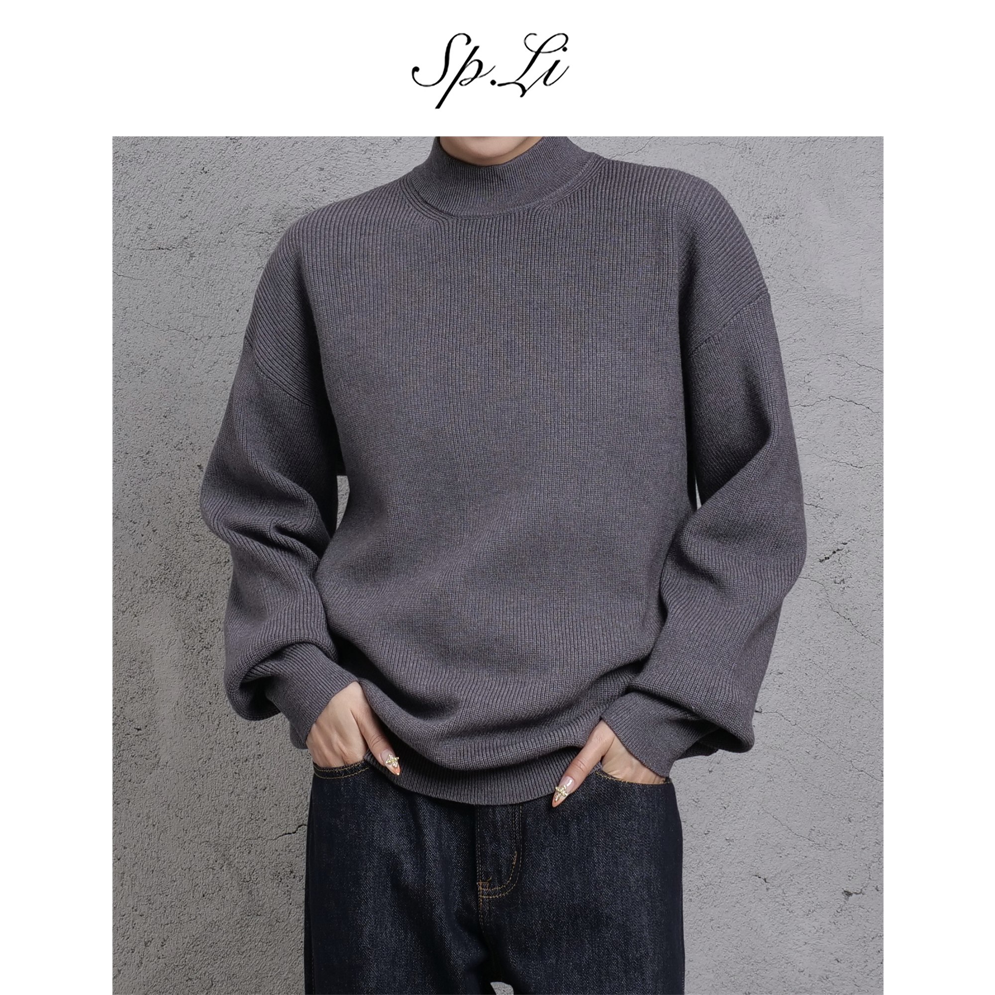 SPLi【波斯纱半高领毛衣】针织衫休闲复古老钱风秋冬长袖针织毛衣潮