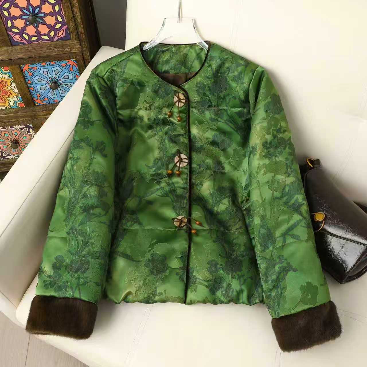 【老料蚕丝棉】老料棉服加绒加厚棉衣外套秋冬提花棉袄女士268
