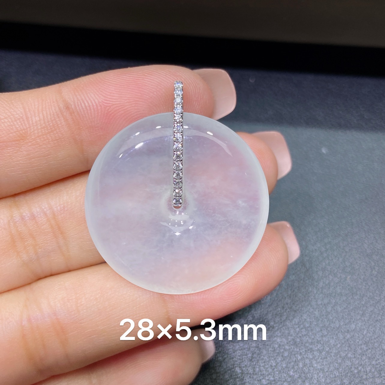 缅甸天然A货翡翠 老坑冰种18k白冰厚装平安扣吊坠 玉质细腻 k102
