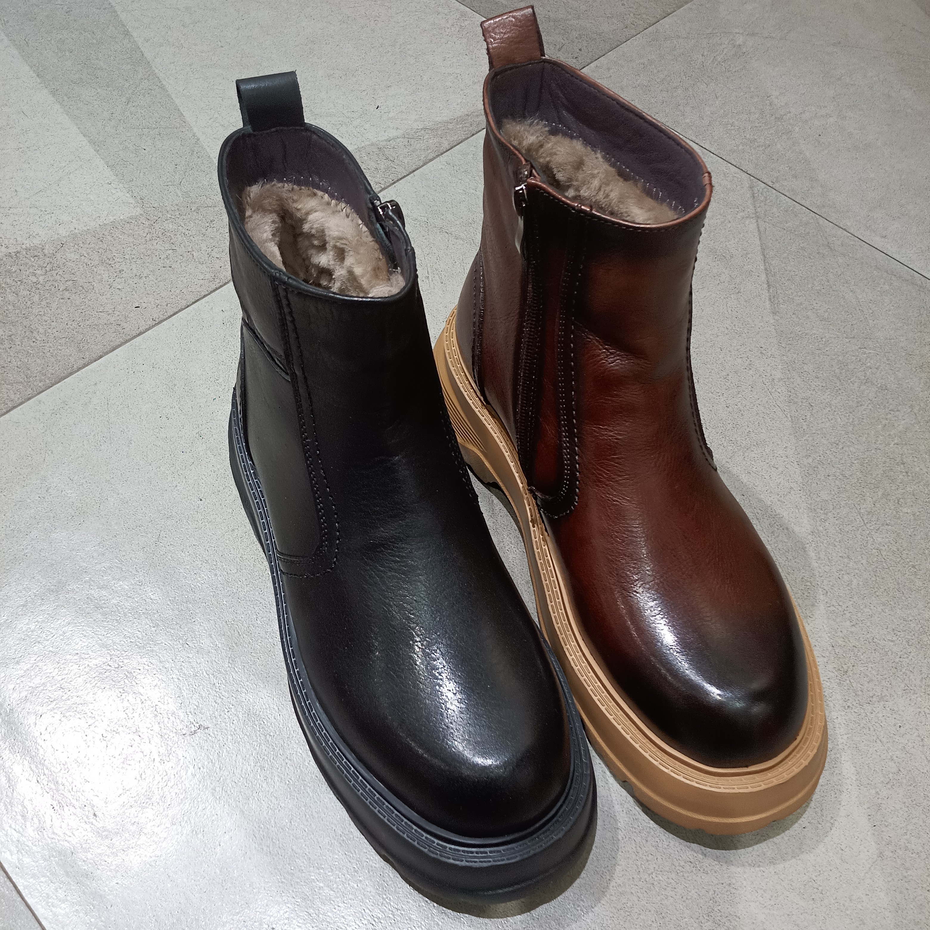 新疆小代皮鞋男士马丁棉鞋253097