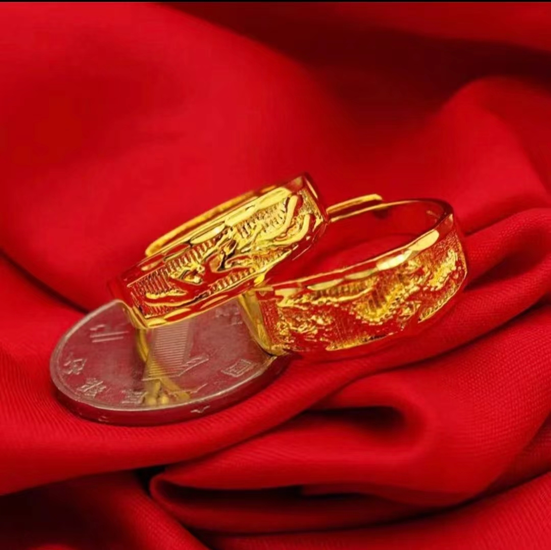 合金戒指 2025款【龙凤戒指】金色时尚大气精美情侣对戒