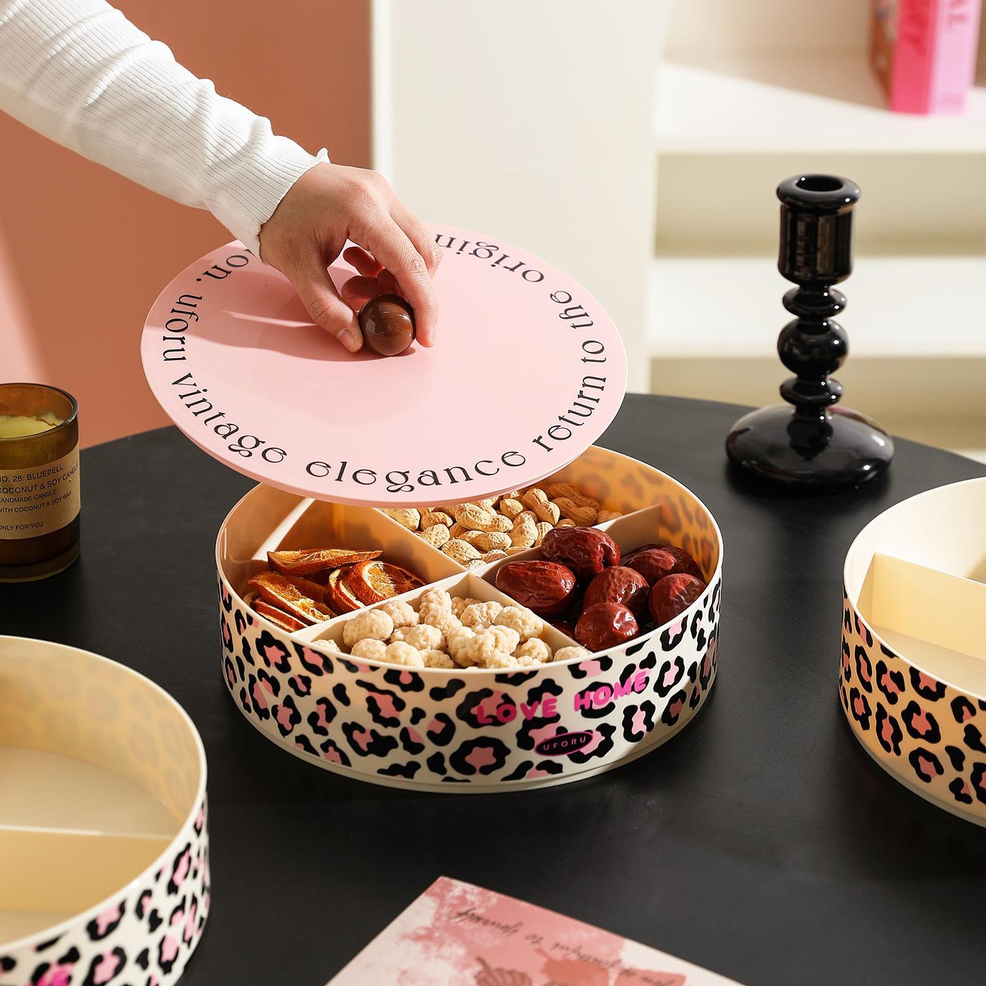 舍里干果盘2026新款坚果盒家用高端精致高颜值客厅茶几糖果收纳盒