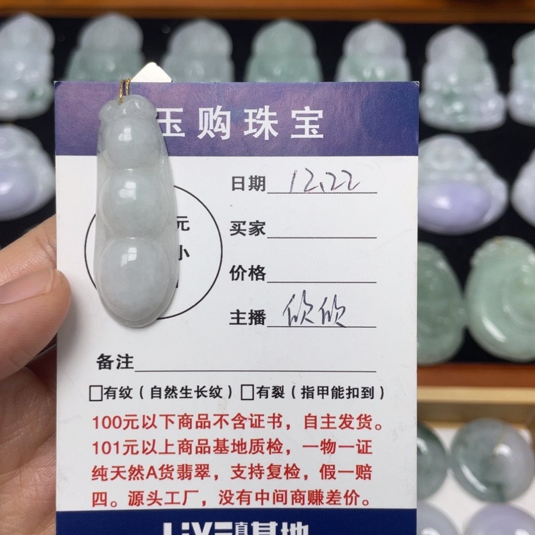 翡翠未镶嵌颈饰福豆