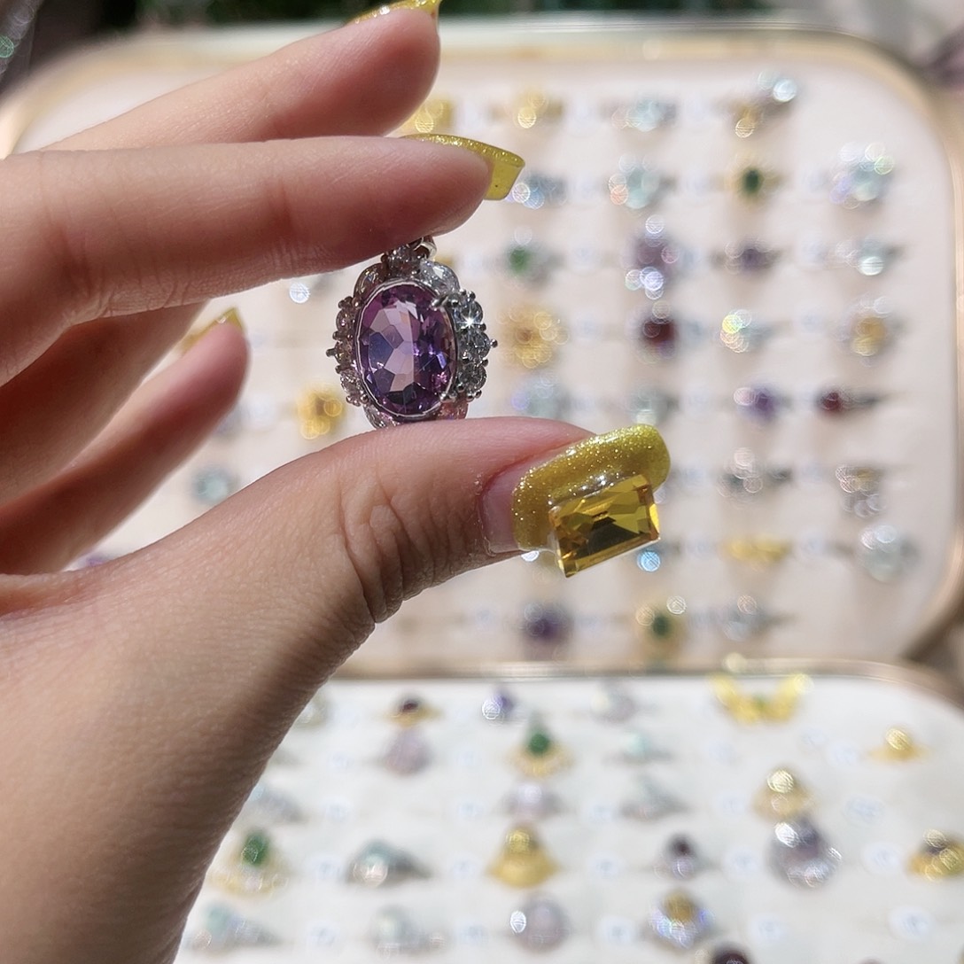 蛇纹石玉戒指银S925镶嵌