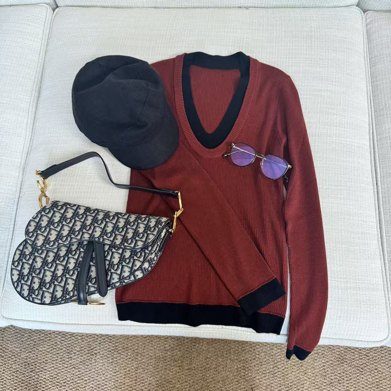 假两件拼接百搭修身显瘦羊毛针织打底衫Y8860