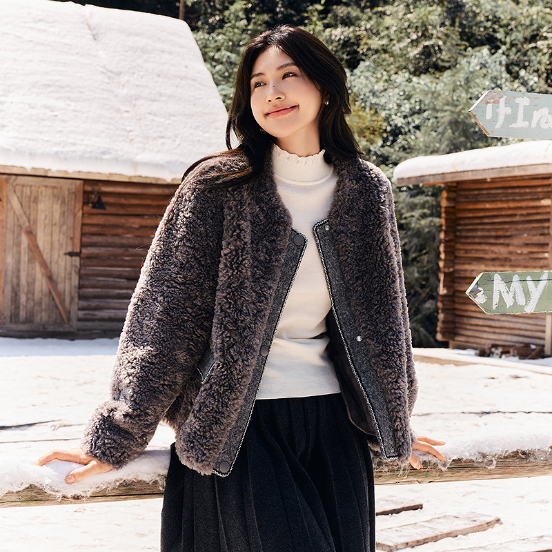 【专享】生态皮草温暖仿羊卷毛外套甜美小香风DOUBLOVE贝爱新款