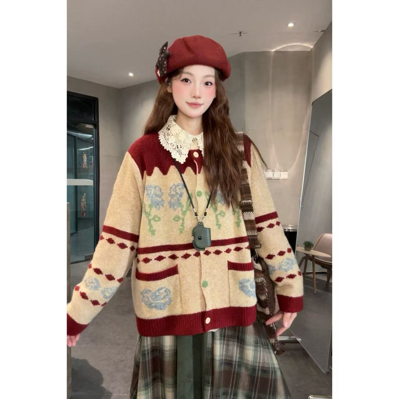 毛衣秋冬季慵懒风百搭复古氛围感针织毛衣开衫