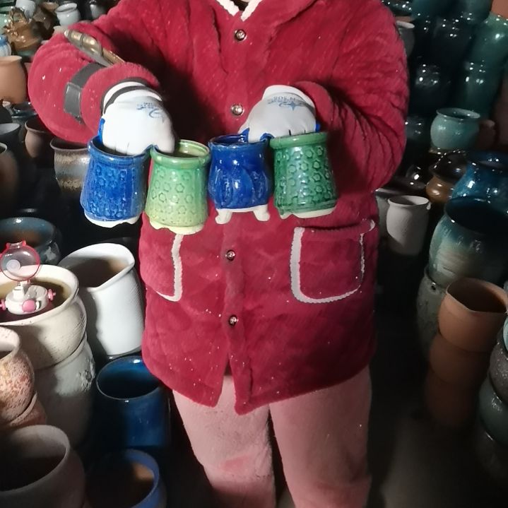 红陶瑕疵随机八个盆子