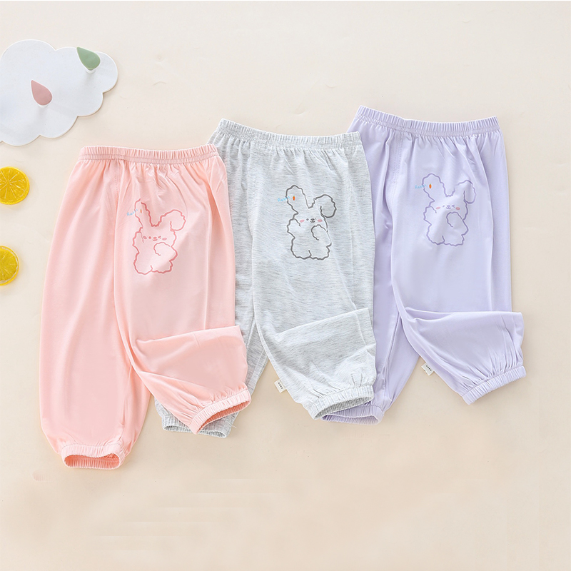 宝宝防蚊裤五分裤七分裤长裤莱赛尔面料家居裤子婴儿裤冰丝大PP裤