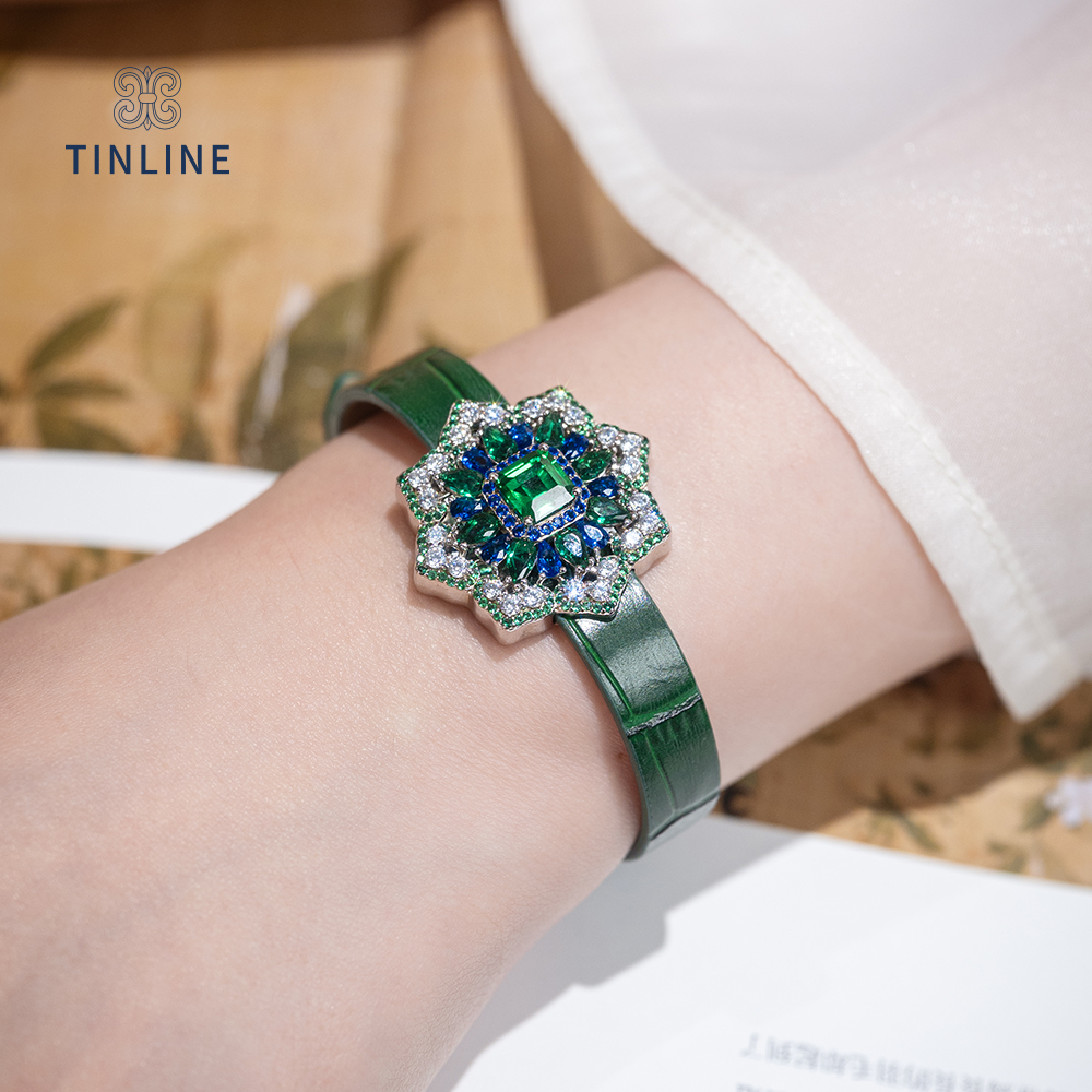 TINLINE 培育祖母绿「八达之韵」新中式腕带哥伦比亚木佐绿东方美学