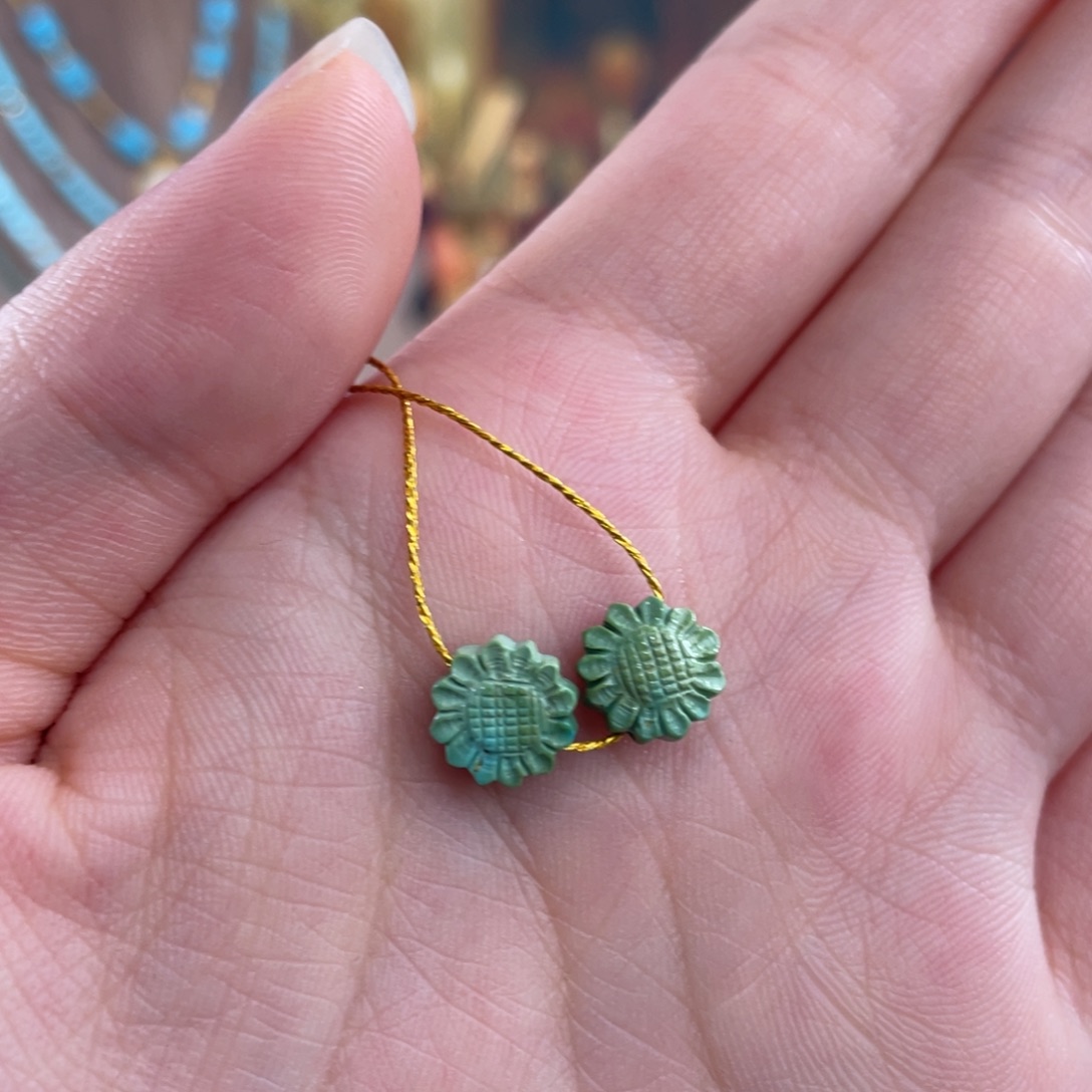 绿松石未镶嵌珠宝半成品绿松石花花套装8.3+