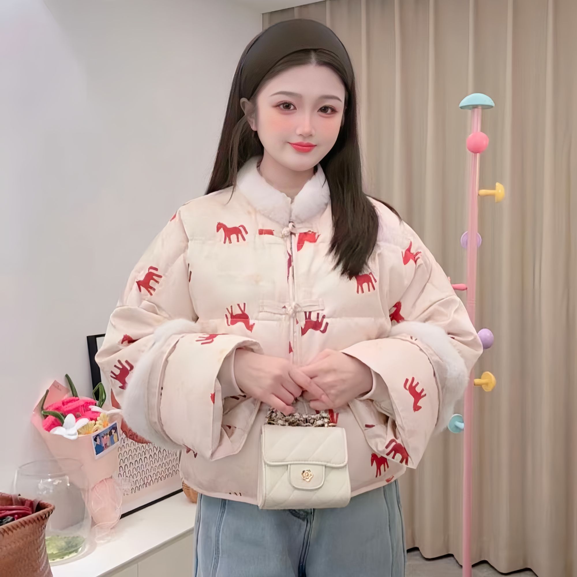 2025新中式国风羽绒服女短款洋气显瘦立领百搭保暖外套小个子冬季