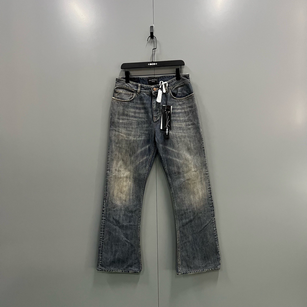 95新 Balenciaga/巴黎世家 白菜 复古蓝做旧牛仔裤 L码 011231