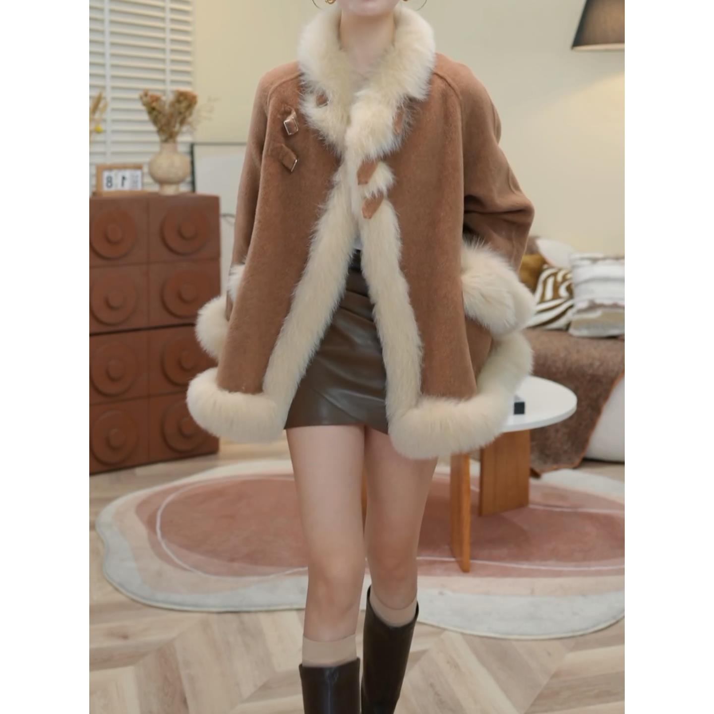 2025秋冬季新款时尚设计感爆款简约舒适毛呢外套洋气宽松大码大衣