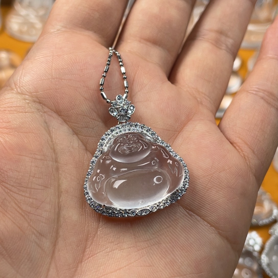 石英质玉情人节礼物黑钢中佛未镶嵌