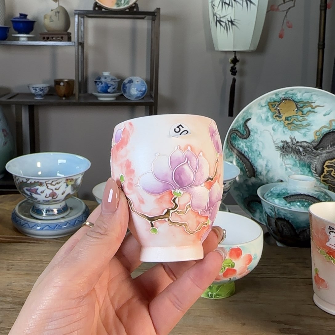 杯红景德镇陶瓷柴烧多人