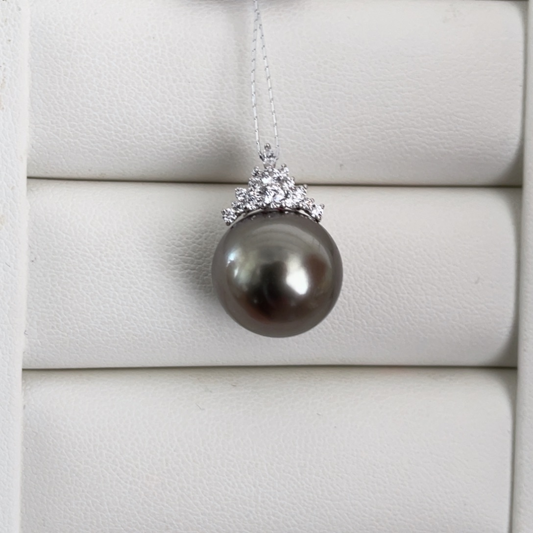 18K金镶嵌海水珍珠吊坠(不含链)14.4mm