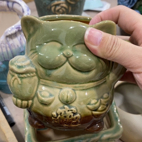 陶瓷小绿色招财猫3131313