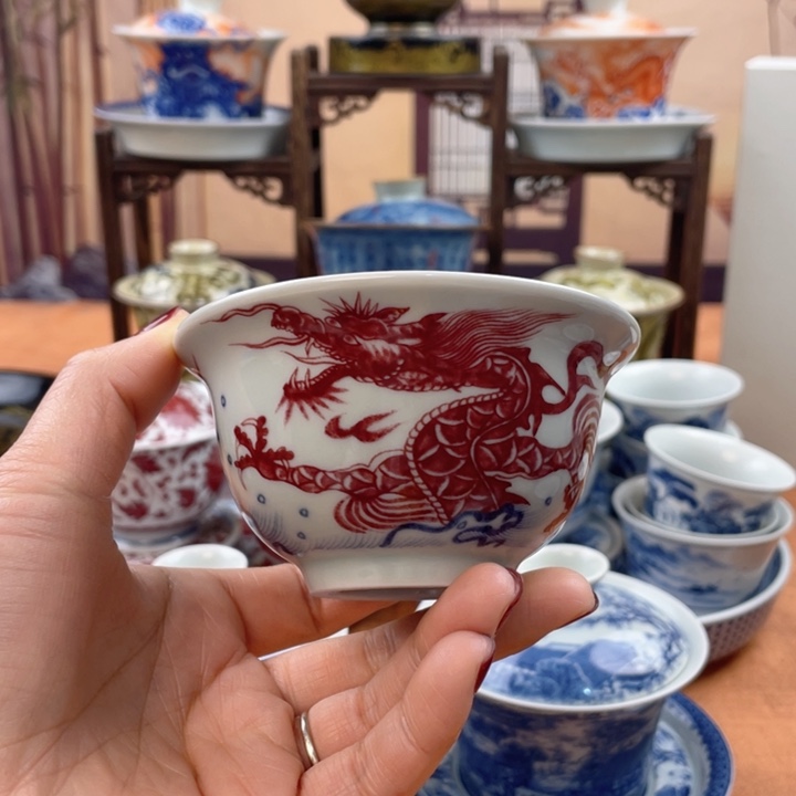 摆件陶鱼化龙压手杯