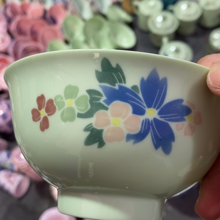 摆件瓷绿稀土妈妈花五寸碗
