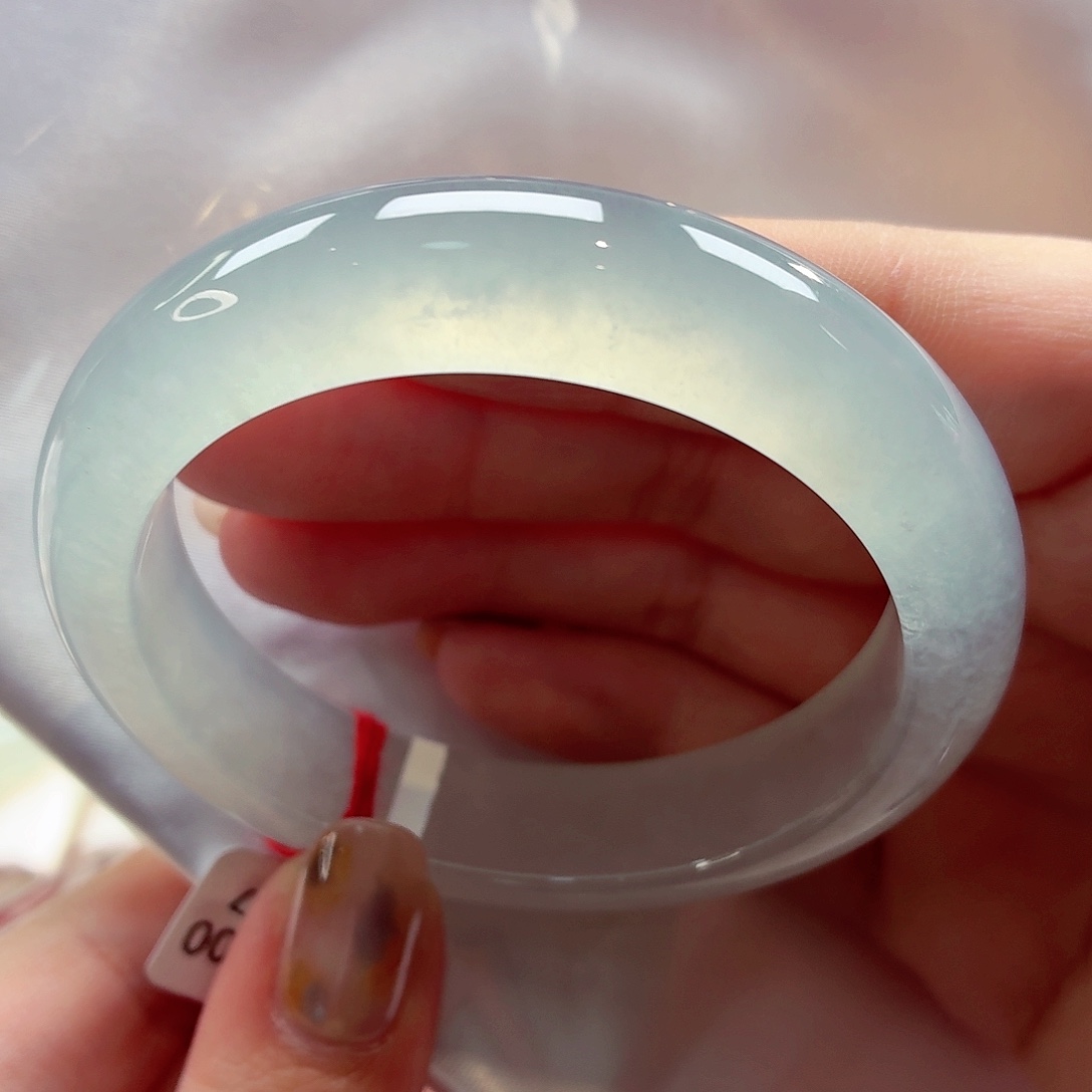 翡翠未镶嵌手镯22（3号）至纯至净白月光起杠