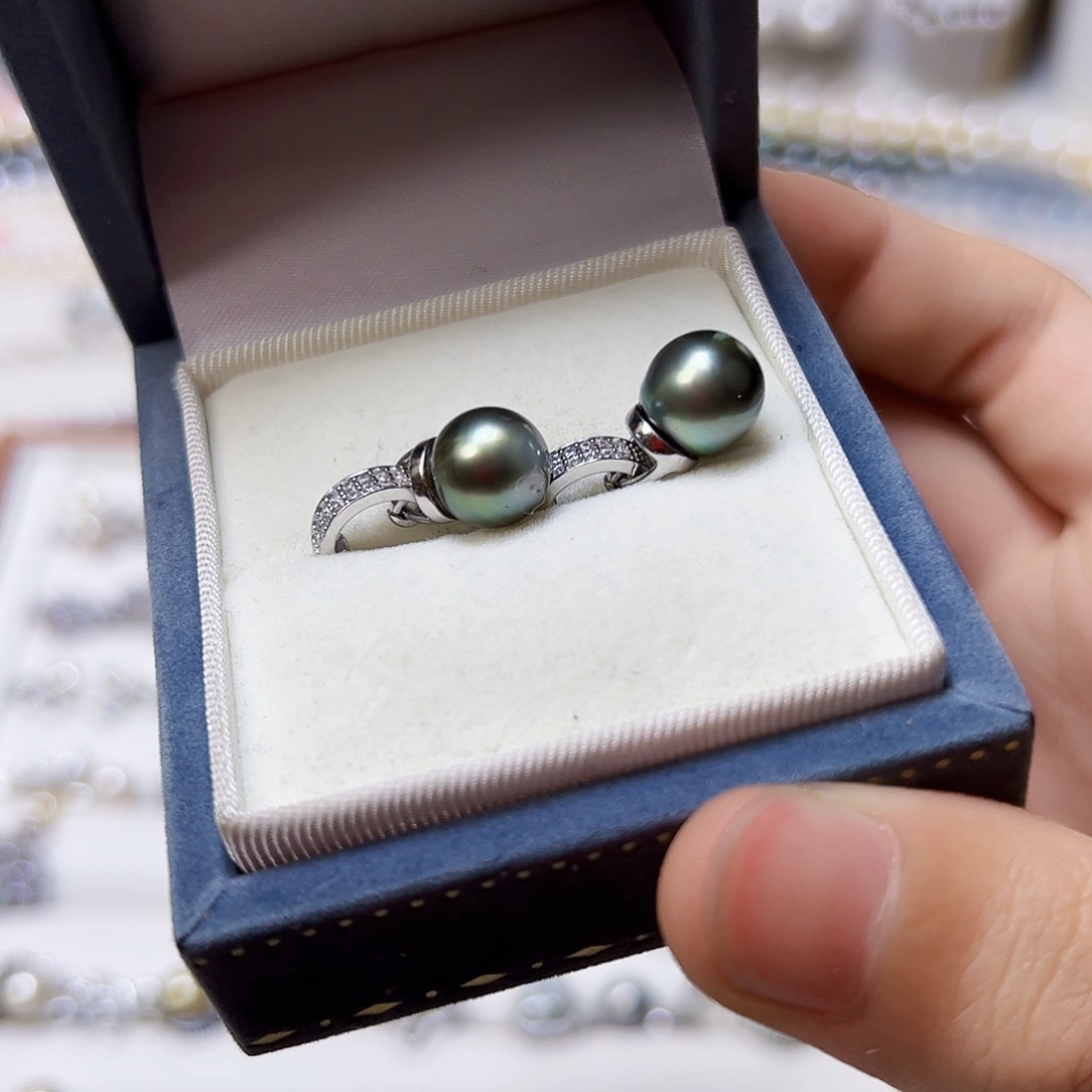 海水珍珠耳饰银S925镶嵌