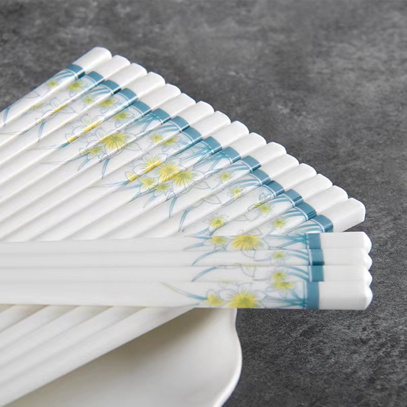 水仙花骨瓷筷子10双+饭铲 不带礼盒 破损补发