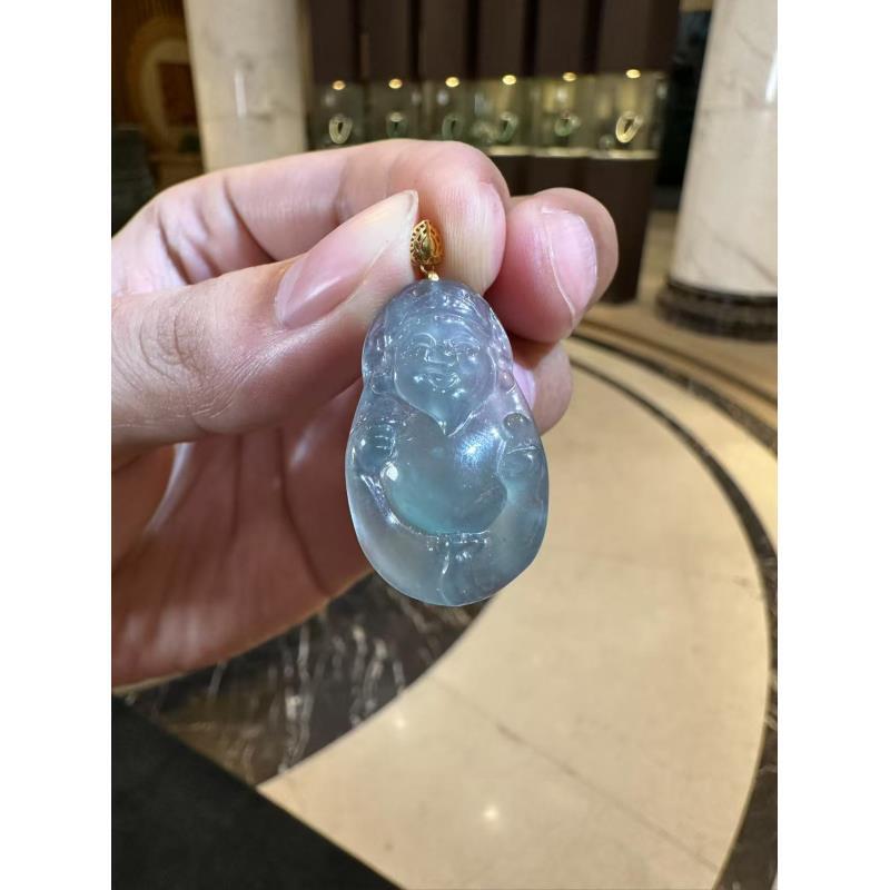 天然A货翡翠HJ19财神冰绿吊坠多样性发一