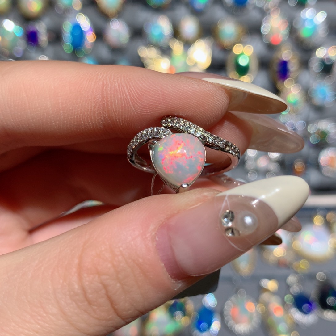 欧泊福利戒指w银S925镶嵌