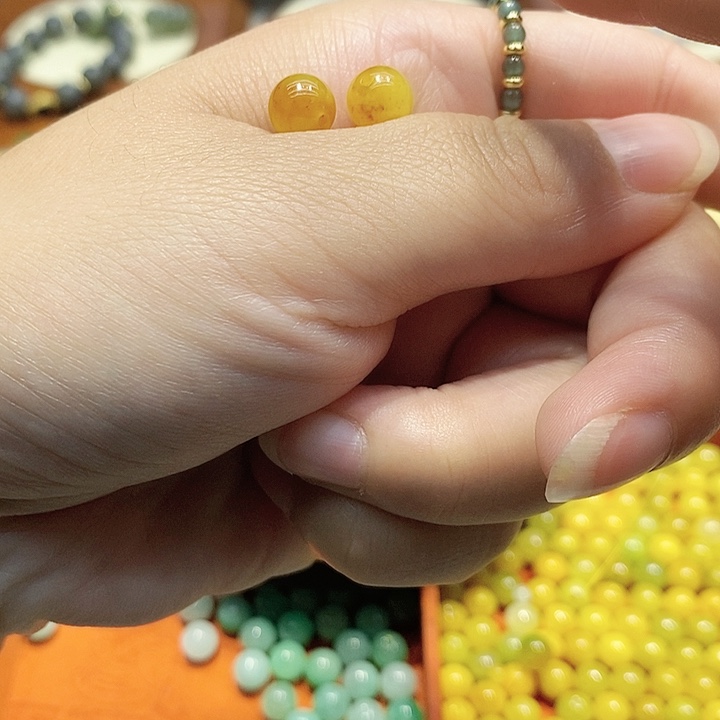 翡翠散珠冰红黄翡la 8