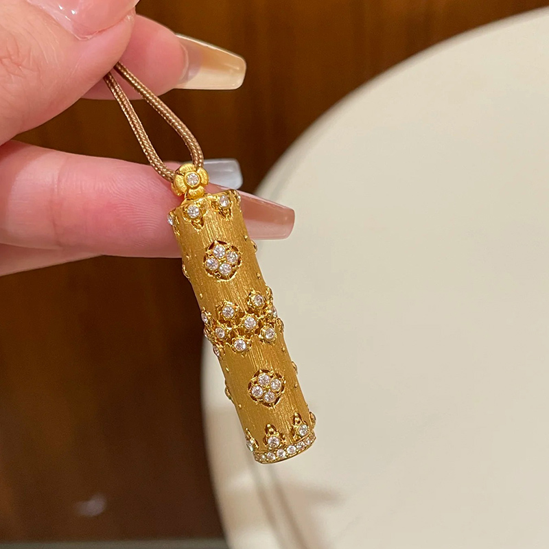 铜合金项链 魔法棒新中式花丝镂空八宝转筒项链女手工编绳配饰