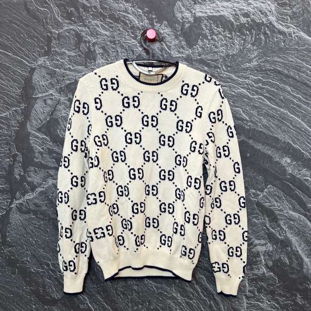 古驰/Gucci女式双G满印黑白针织毛衣/XS/99新/0925