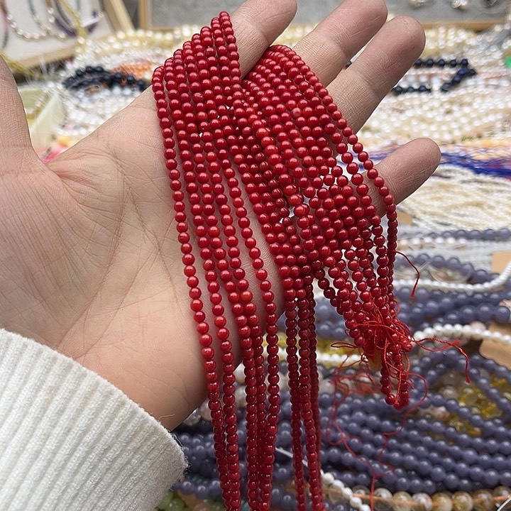 玛瑙/玉髓珠宝半成品未镶嵌一条3mm红精灵