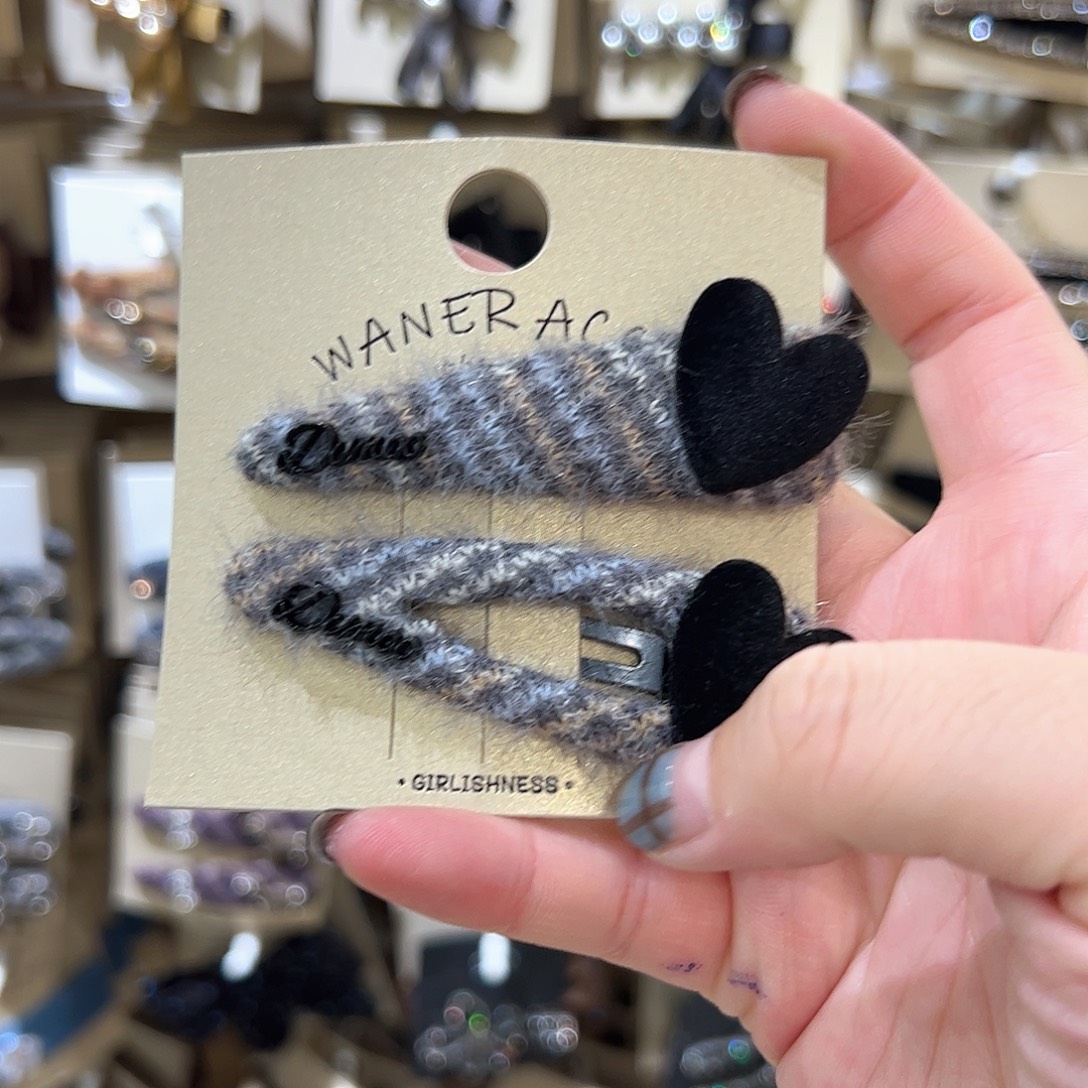 布艺非金属爱心拜拜夹