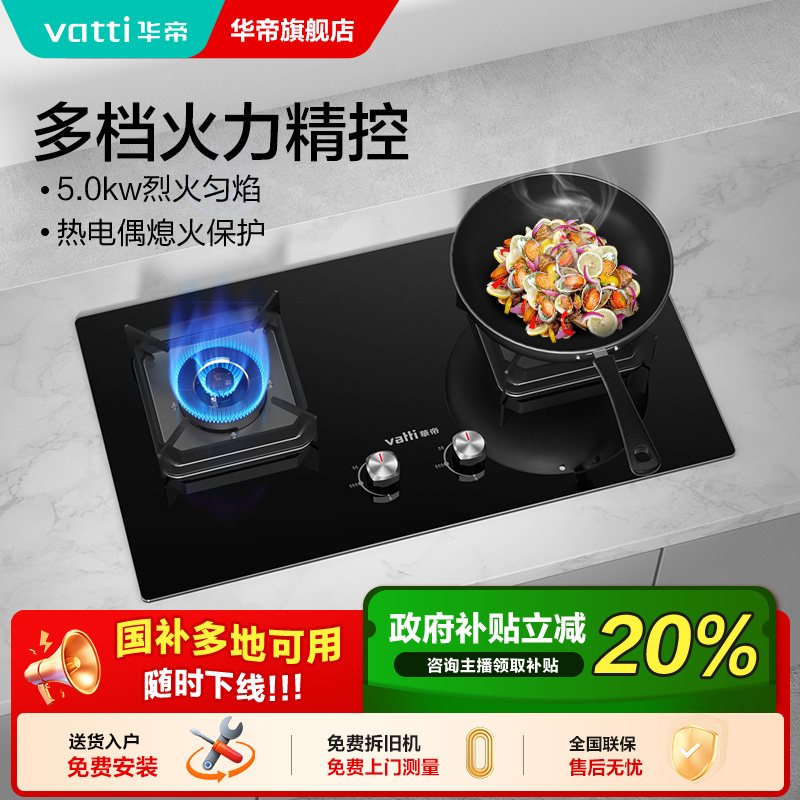 华帝i10073B燃气灶煤气灶双灶家用天然气5.0Kw大火力灶具