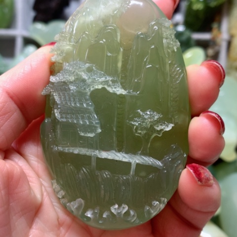 蛇纹石玉手把件未镶嵌