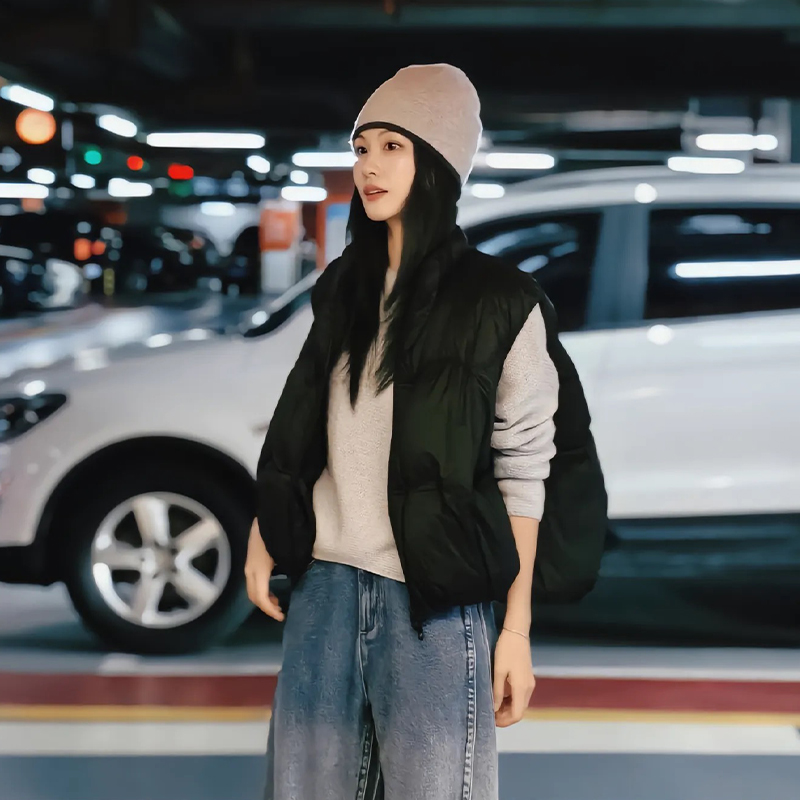 美洋MEIYANG 泡泡鹅绒马甲 50+三季实穿~哑光棉感立领O字羽绒马夹