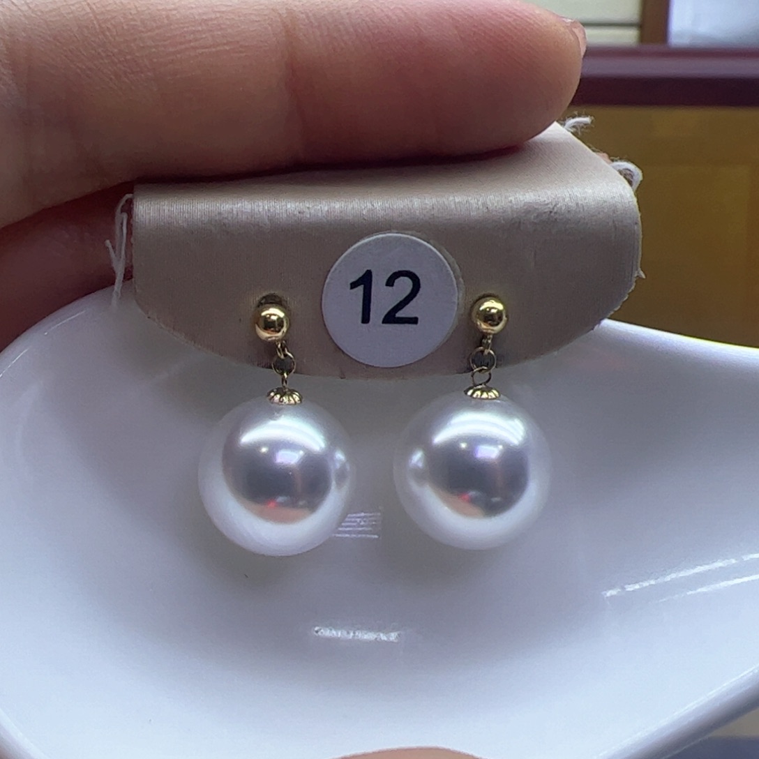 淡水珍珠耳饰18K金镶嵌