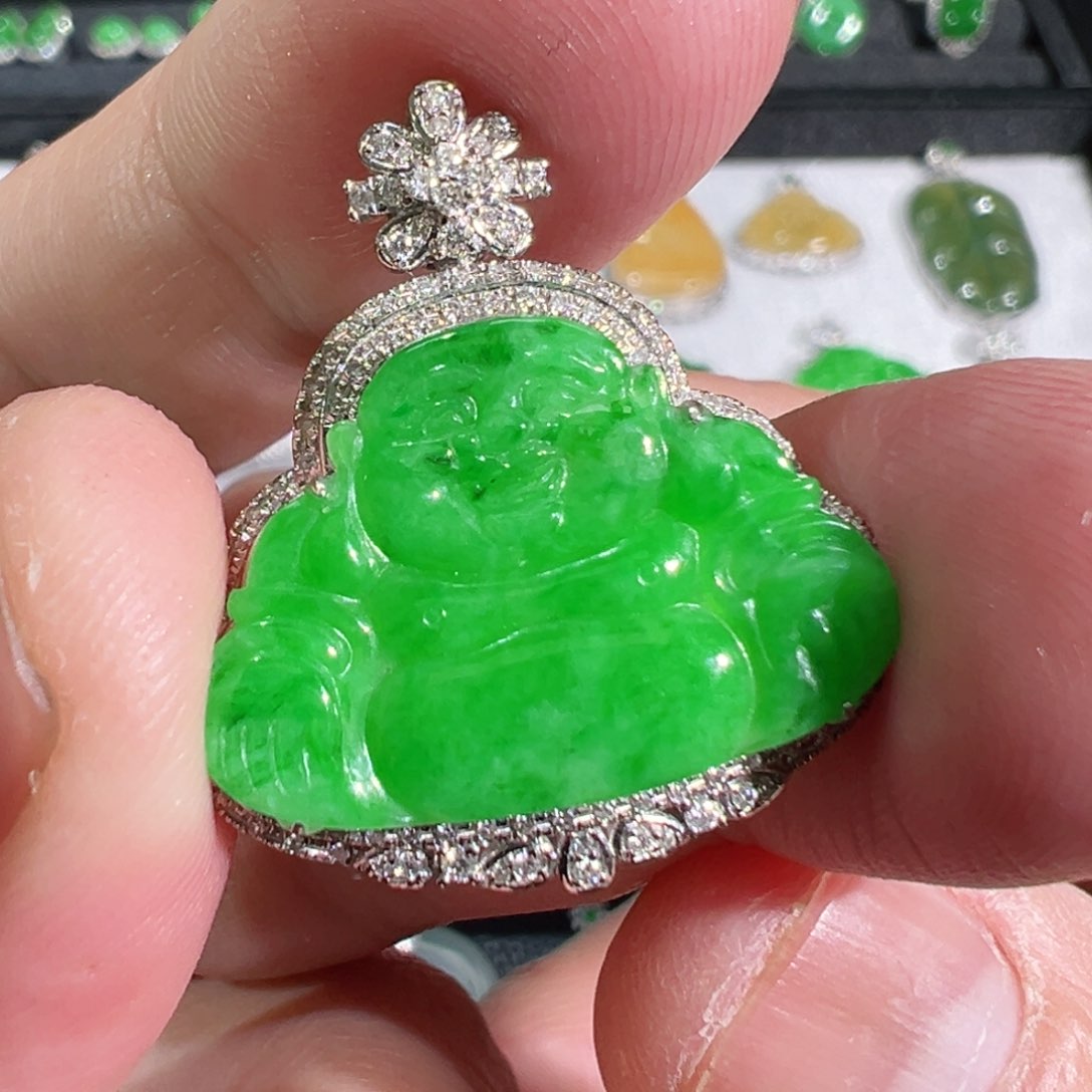 【闪购商品】翡翠吊坠(不含链)18K金镶嵌