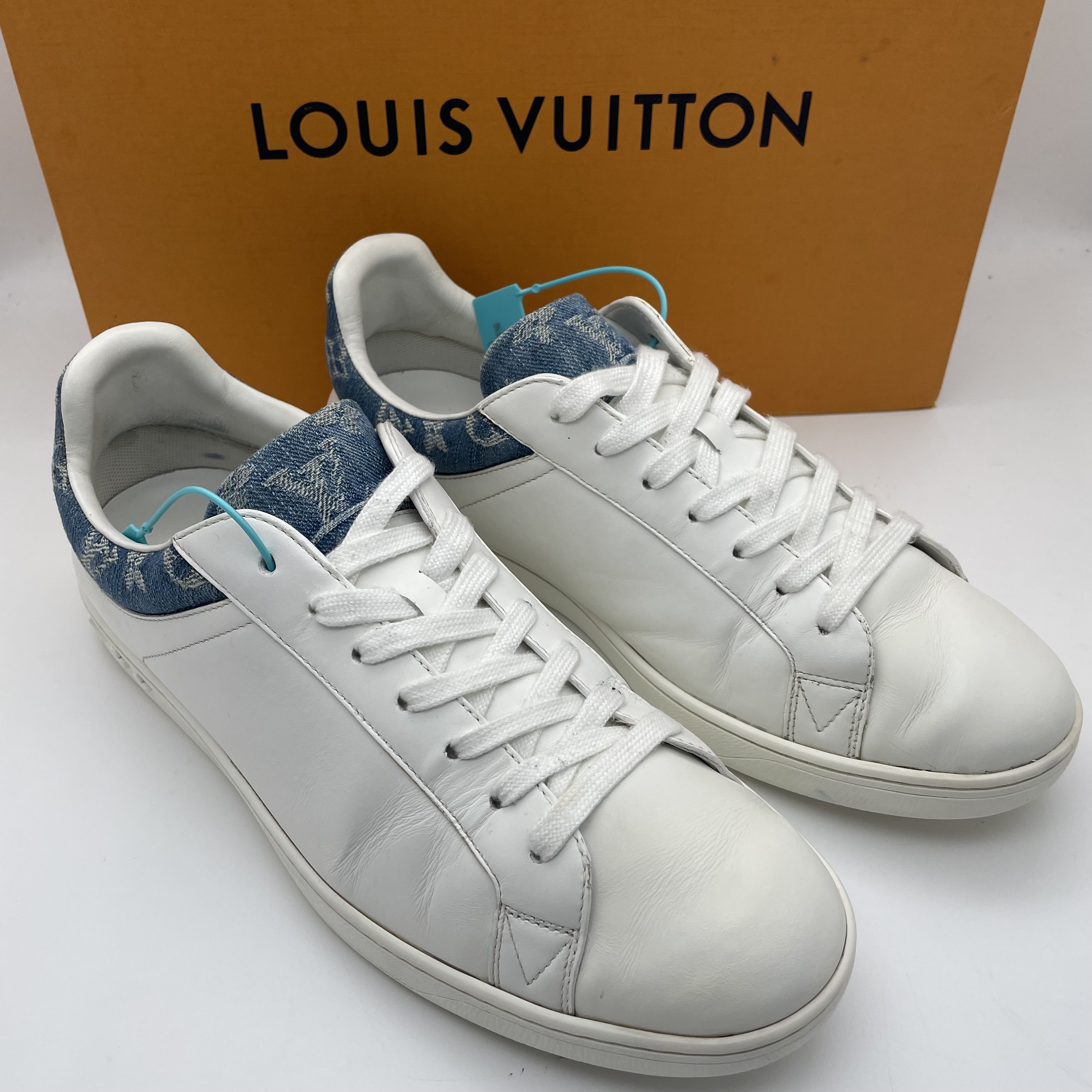 95新 LouisVuitton/路易威登 41.5欧码/白色拼蓝色牛仔老花板鞋