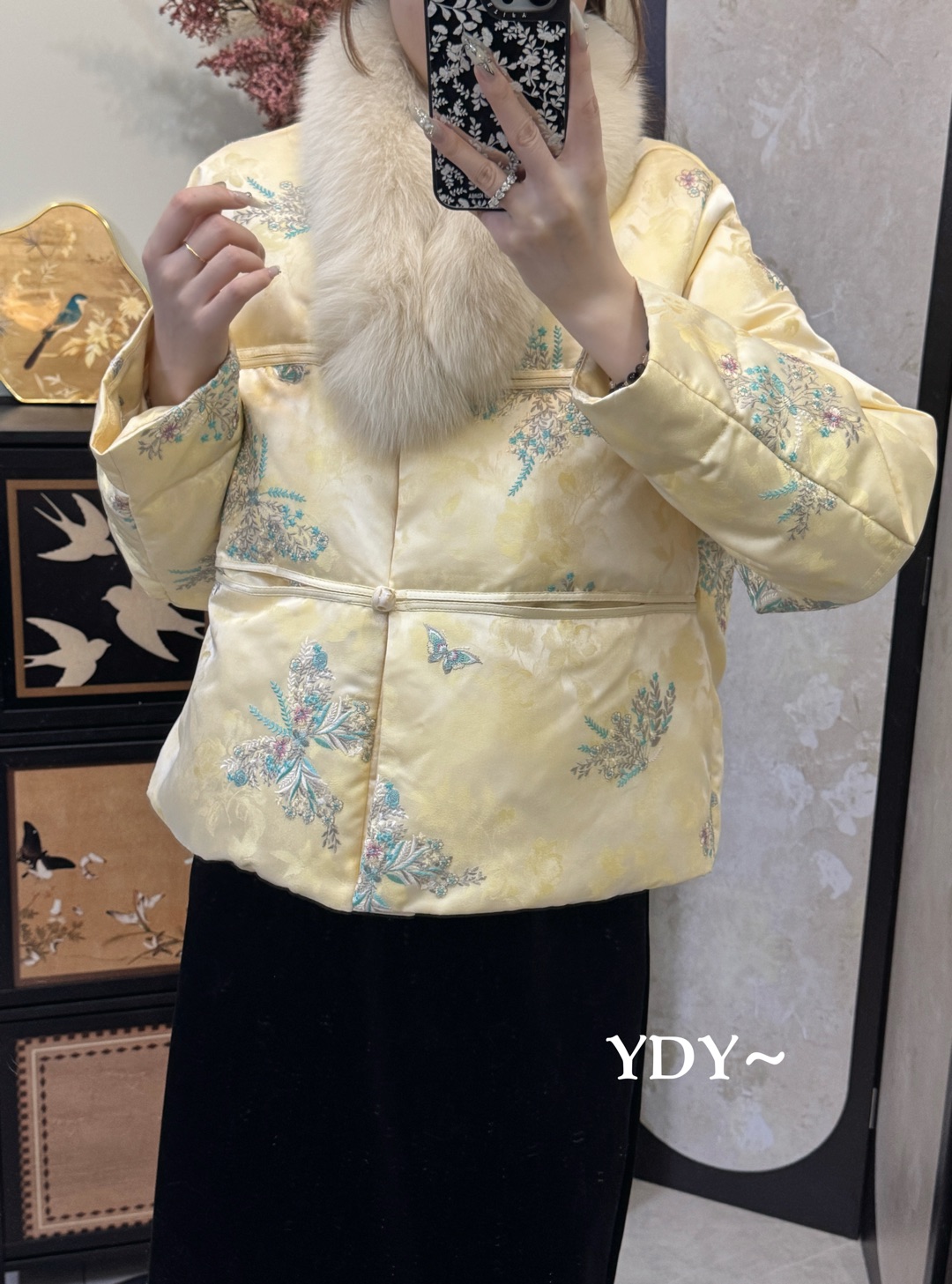 99230#冬季国风保暖短外套加厚设计师款羽外套