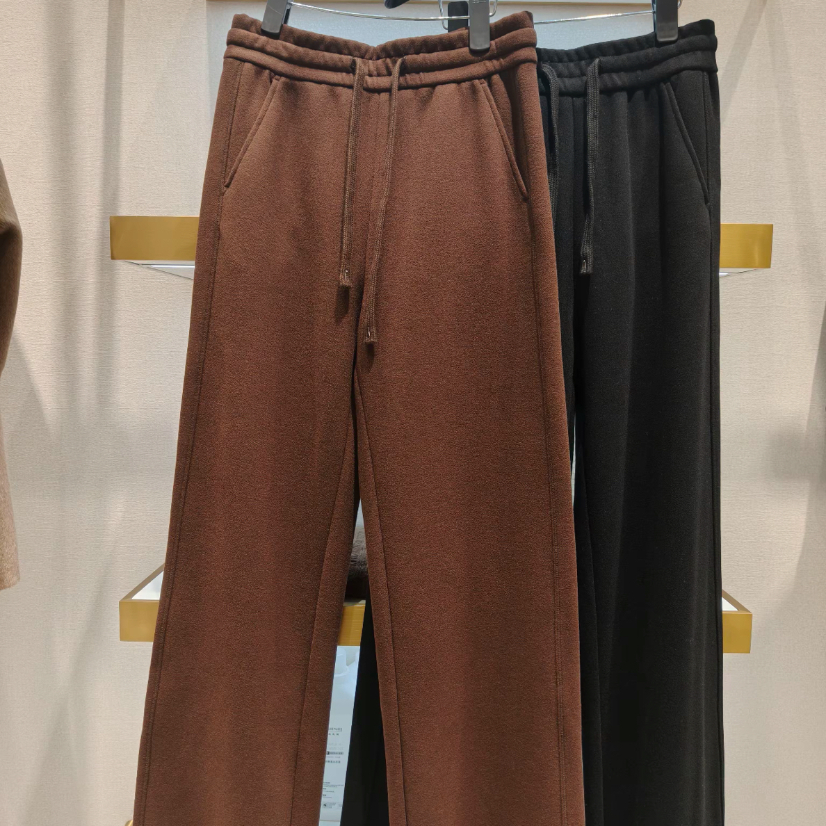 LINGZI/领姿秋冬高腰衣服厚款磨毛窄版直筒裤阔腿裤1101109加绒